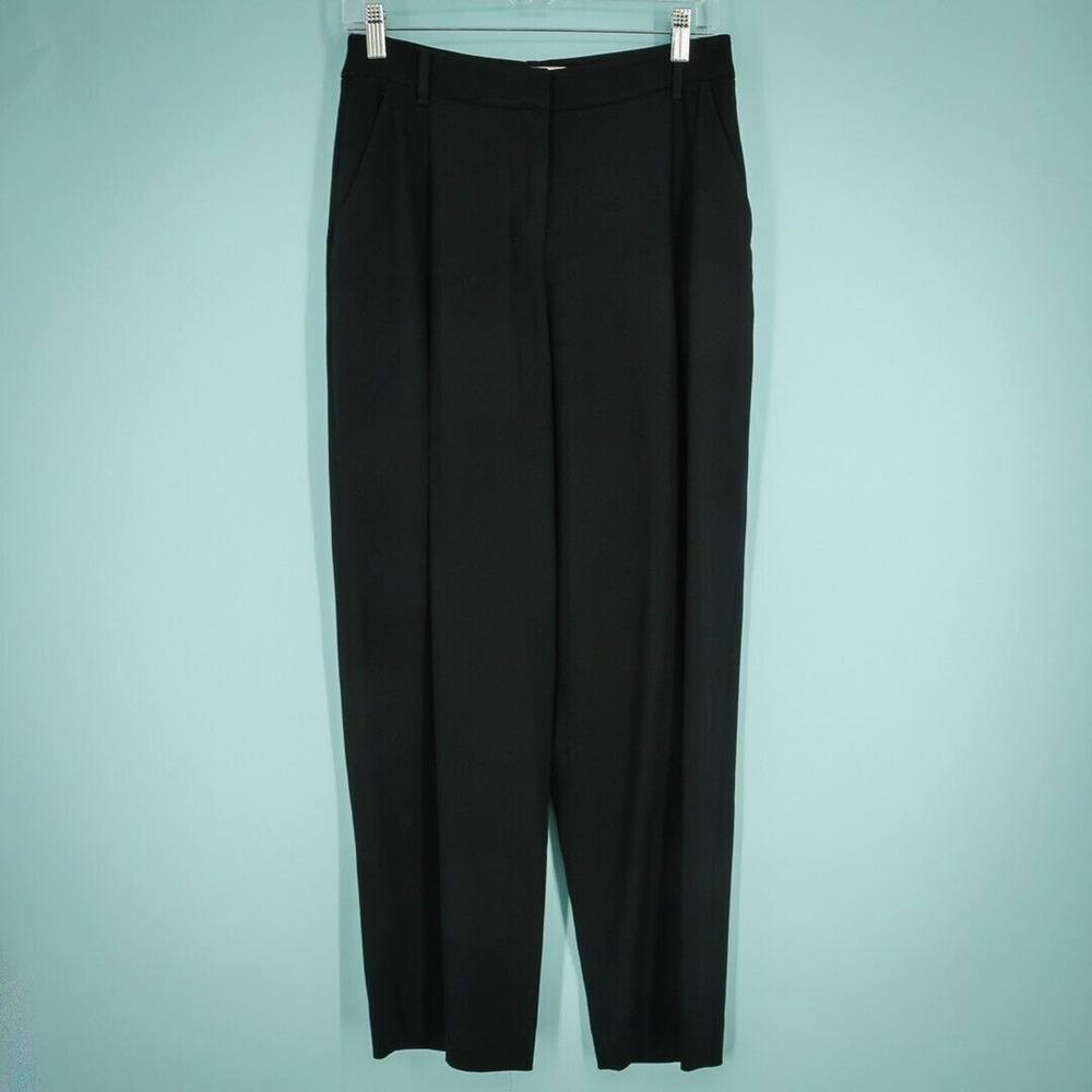 MM Lafleur Size 2 Black Pleated Button Zip Tapered Leg Ankle Length Career Pants